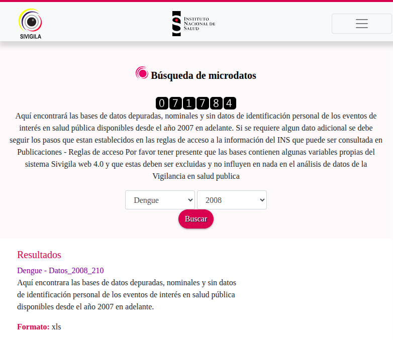 SIVIGILA screenshot